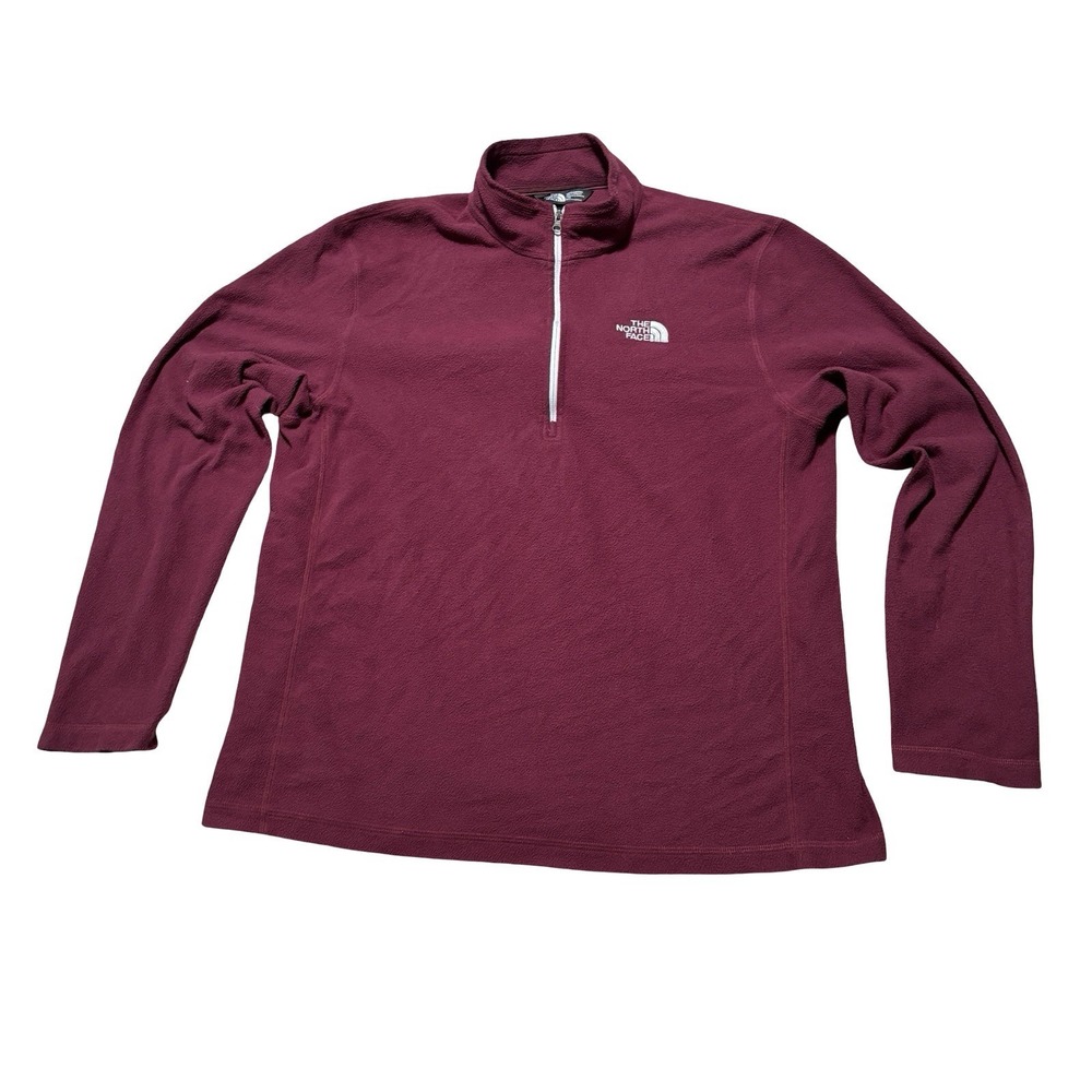 The North Face Men's 1/4 Zip Lightweight Fleece Pullover Red Size Large 23 x 28